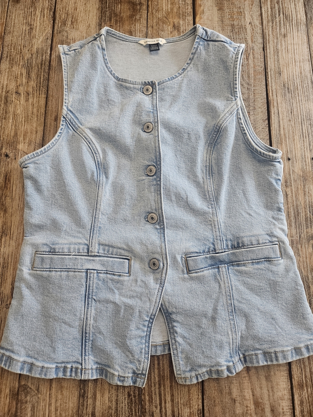 American Eagle Outfitters Light Blue Denim Vest